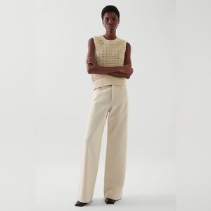 COS Chunky Open Knit Tan Beige Sweater Vest Coastal Chic Women’s S Beach